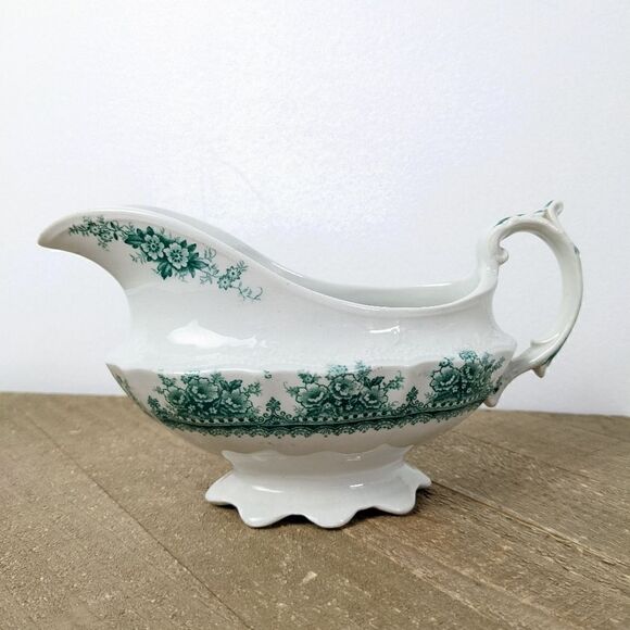 Hanley Regal by Dudson, Wilcox & Till Teal floral pattern Gravy Boat - Picture 6 of 6